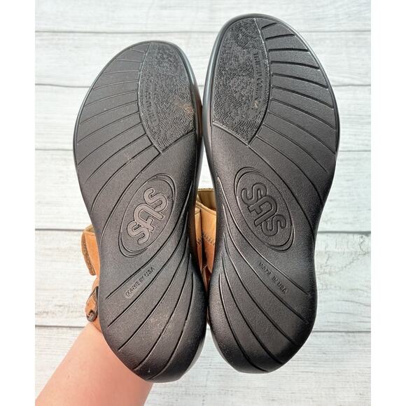 SAS Women’s Nudu Dawn Heel Strap Sandals Gold Tan Leather Adjustable Size 8M - Picture 8 of 9